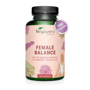 Female Balance Vegavero | 180 Kapseln | Hormone Balance | Mönchspfeffer, Frauenmantel, Eisen