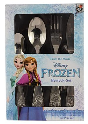 p:os 25650069 Frozen Die Eiskönigin - Kinderbesteck, 4-teiliges Besteckset mit Messer, Gabel, Suppen