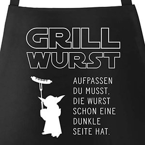 MoonWorks Grill-Schürze für Männer mit Spruch Grill Wurst Aufpassen du musst, die Wurst Schon eine d