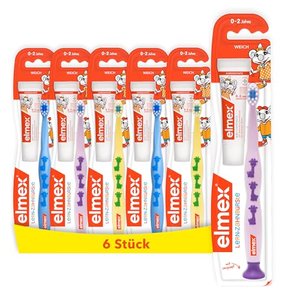 Elmex Lern-Zahnbürste mit elmex Kinder-Zahnpasta 12 ml, 0-3 Jahre, 6er Pack (6 x 1 Set)