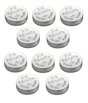 10 x Renata 319 Knopfzellenbatterien / Uhrbatterien, Swiss Made, Silberoxid, 1,5 V (SR527SW)