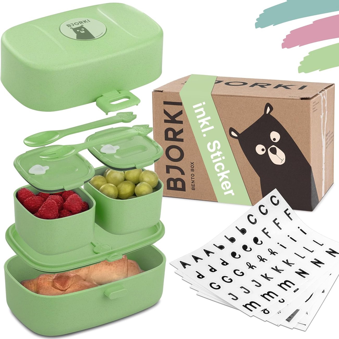 BJORKI Bento Box für Kinder inkl. GRATIS Namensticker