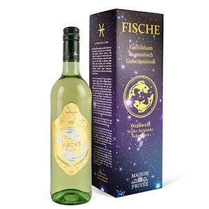 Wein Geschenk für das Astrologie Sternzeichen Fische (0,75 l) Weißwein (Pino Blanc - Weißburgunder, 