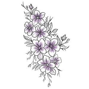 Temporäre Tattoo Veilchen - 1 Blatt von Fake-Tattoo | Blumen Tätowierung | Lila |
