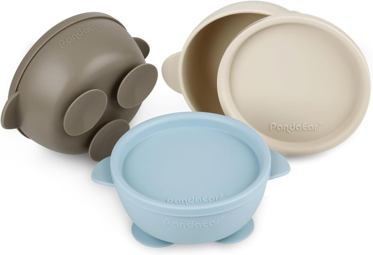 PandaEar – 3er-Set Breischale Baby mit Saugnapf und Deckel