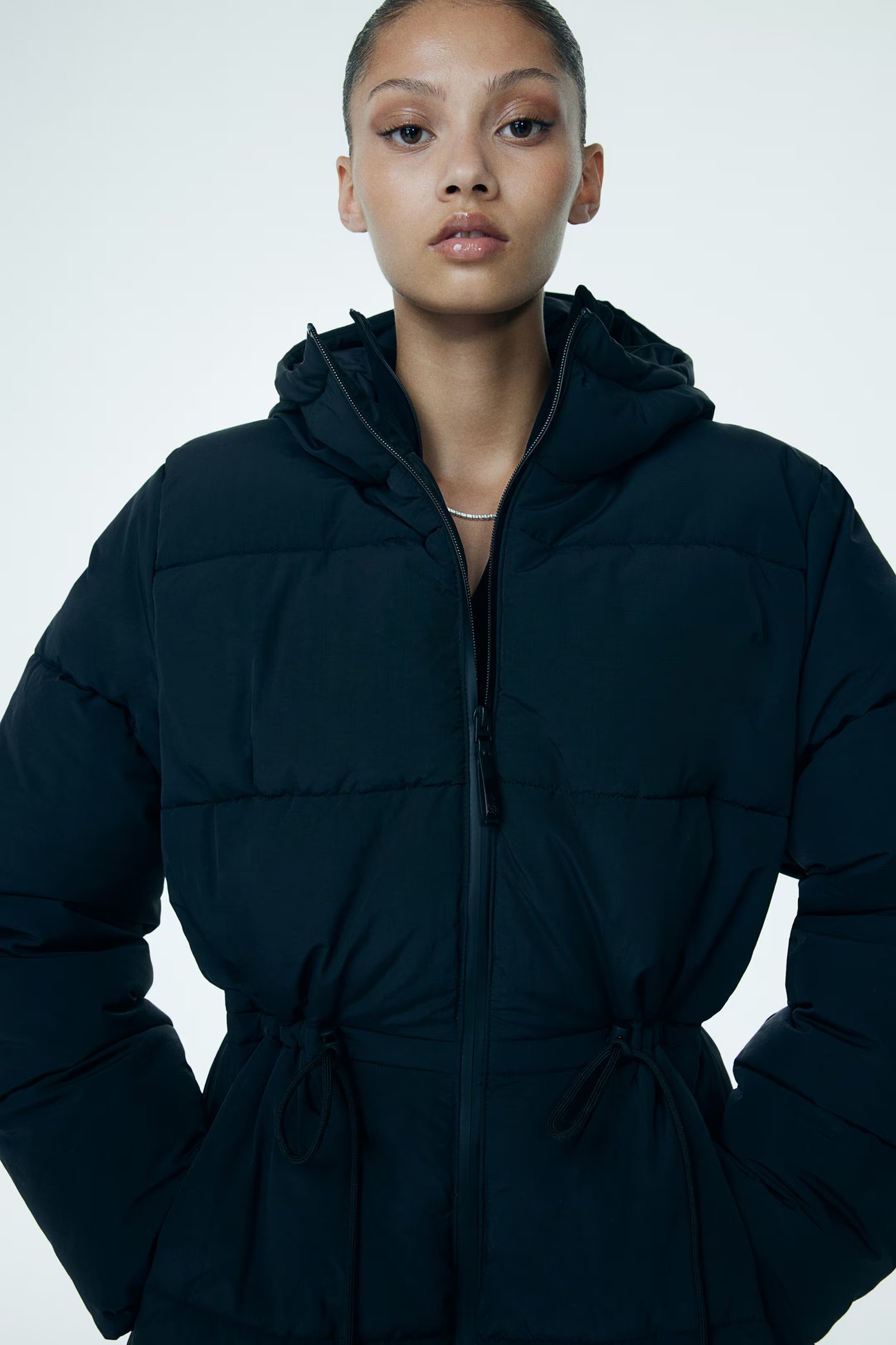 Oversized Puffer-Jacke mit Tunnelzug
