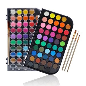 Artecho Aquarellfarben 48 Farben mit 3 Pinsel und 1 Palette