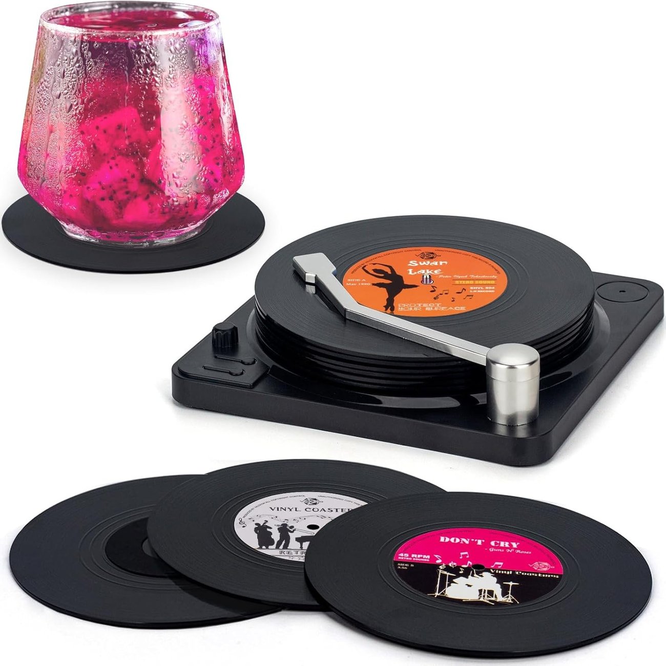 Valdivia – 6er-Set Untersetzer im Retro-Vinyl-Design