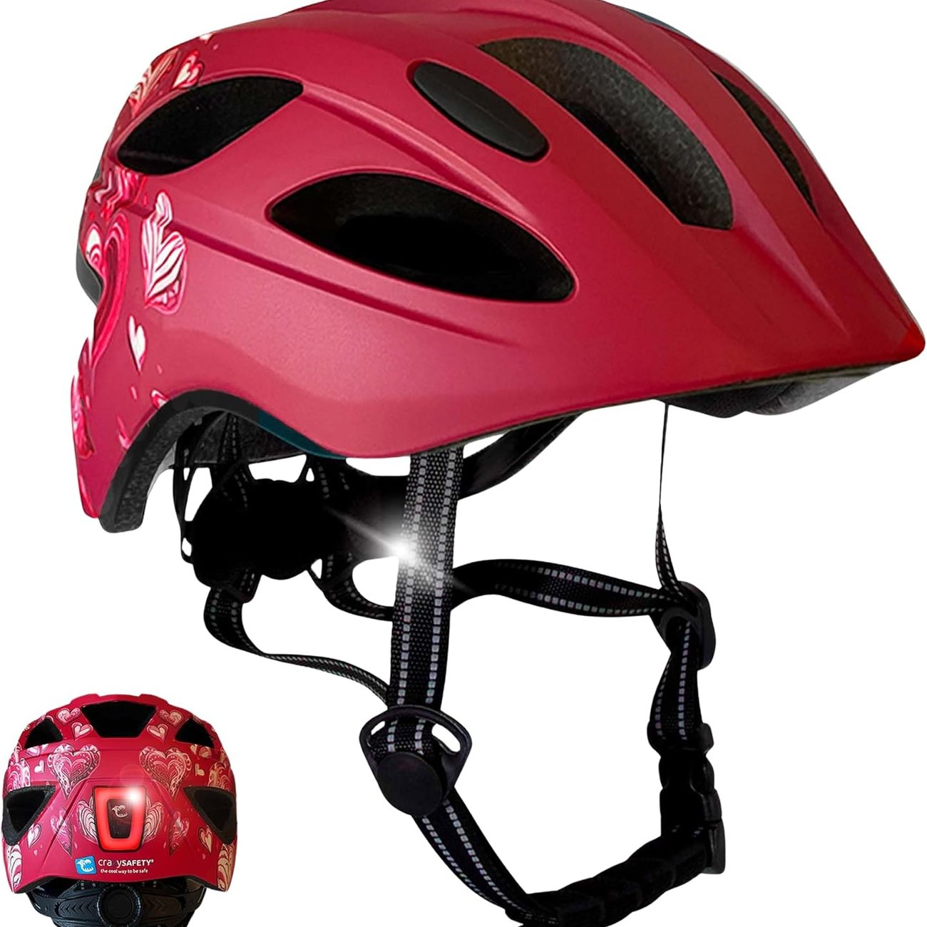 Kinderfahrradhelm Herz rot | Fahrradhelm für Kinder von 6-12 Jahren