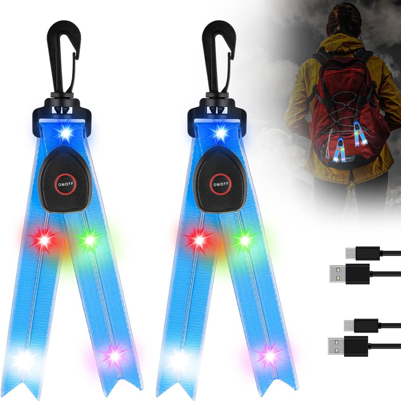 LED Blinklicht Schulranzen - 2er USB Aufladbar