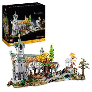 LEGO 10316 Icons Der Herr der Ringe: Bruchtal, Großes Set mit 15 Minifiguren, darunter Frodo und Sam