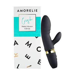 AMORELIE Crush – Rabbit Vibrator 18,5cm für Sie | Wasserdicht mit Akku (Schwarz)